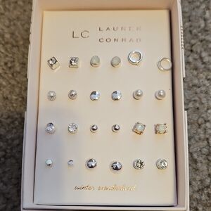 LC Lauren Conrad Silver and White Earring Collection